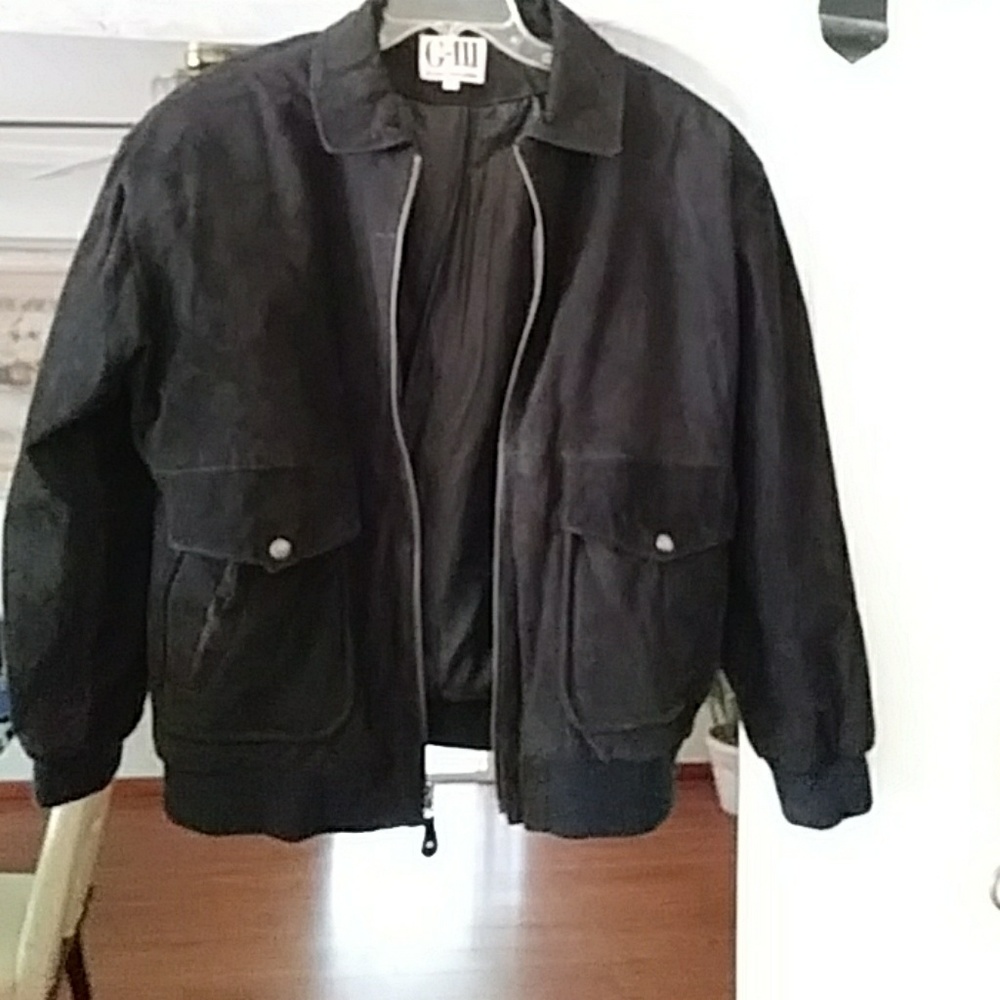 Black seude bomber jacket